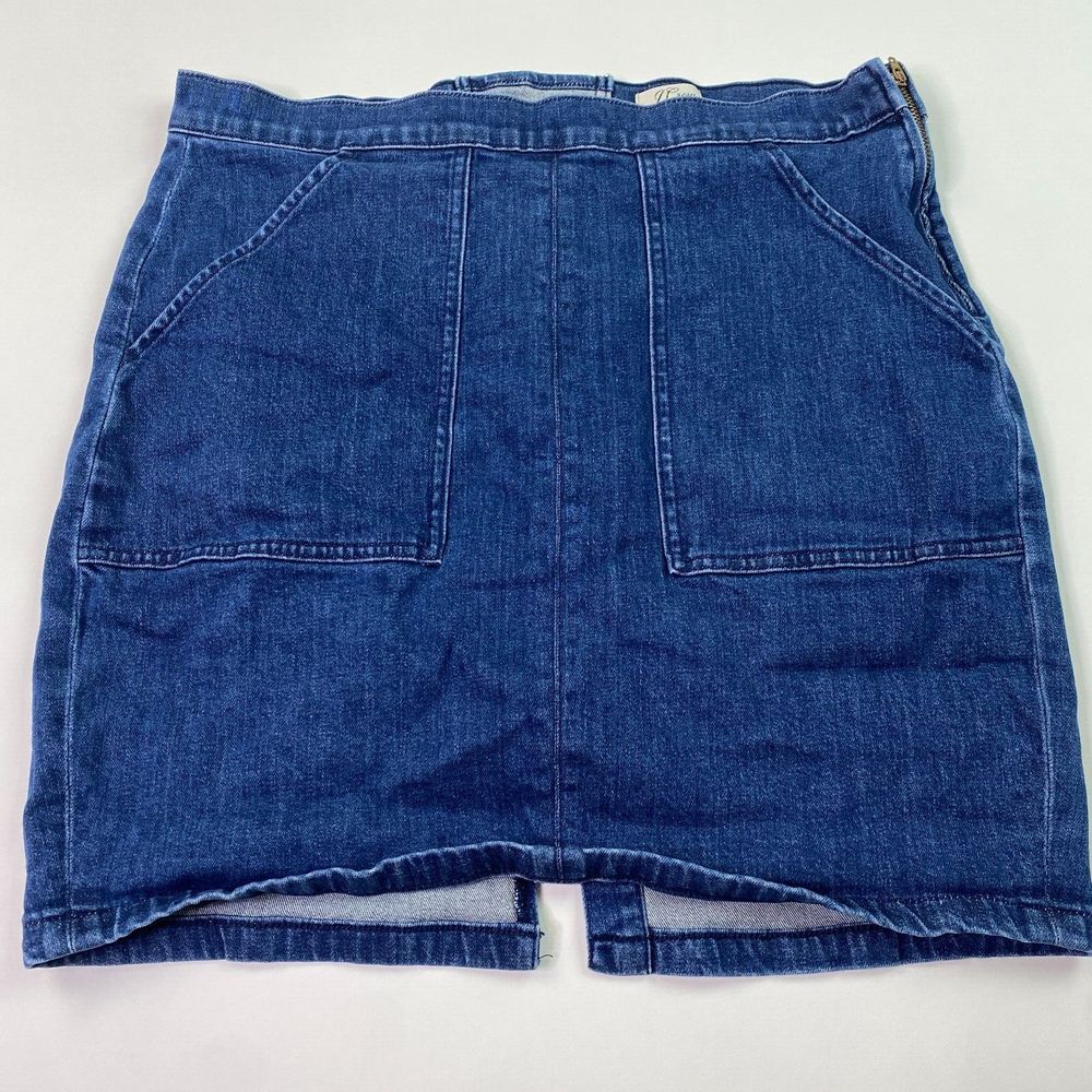 J Crew Womens Lace-Up Blue Denim Mini Skirt Size 32